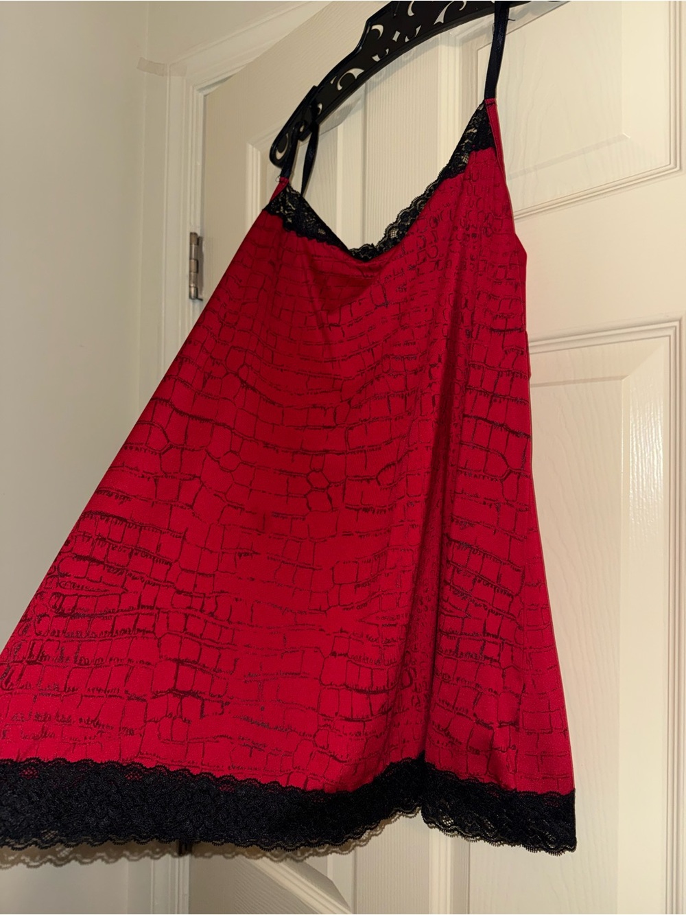 Fashion Bug Red Slip with Black Lace Trim